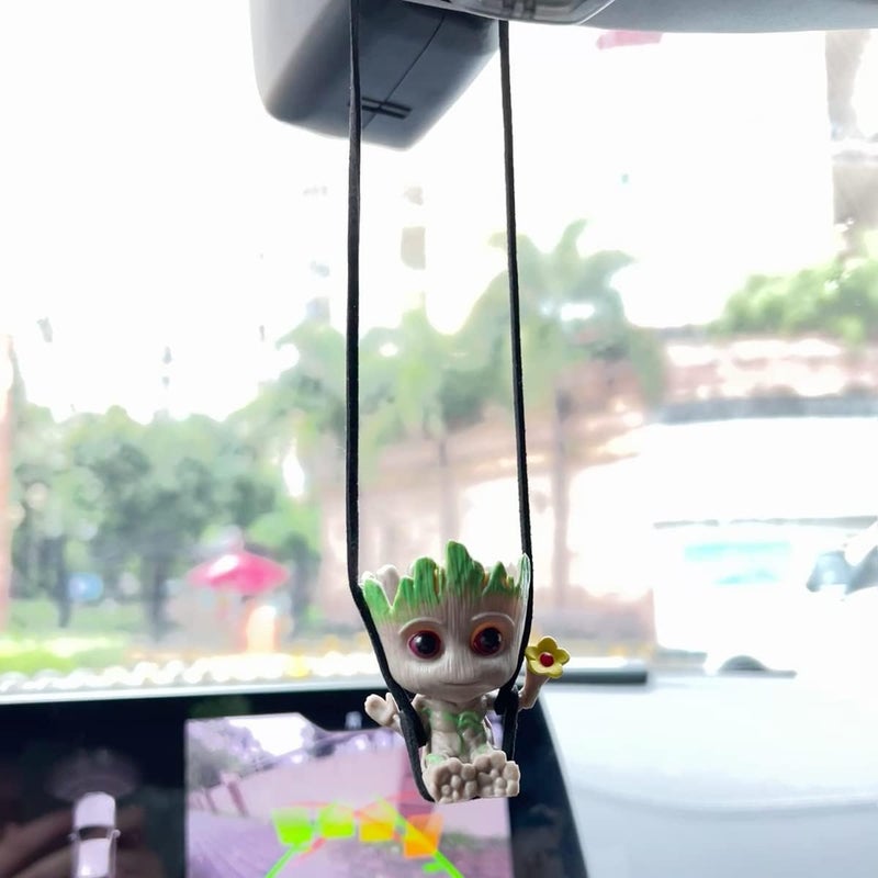 WYJS Swing Smiling Little Tree Man Car Hanging Accessory, Mirror Suspension Decoration, Charm Pendant, Lanyard: Adjustable Length - Image 4